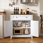Gizoon Kitchen Storage Cabinet with Adjustable Shelf, Farmhouse Coffee Bar Sideboard Buffet with Large Drawer, Barn Door