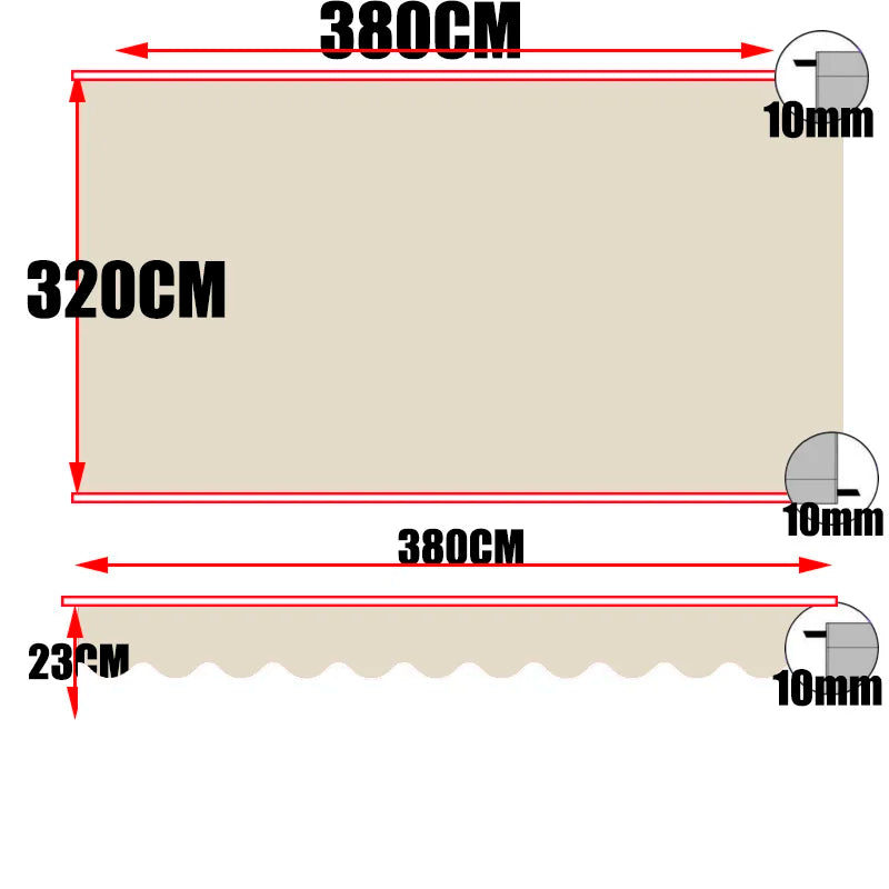 Retractable Patio Awning Replacement Fabric Cloth, Durable Exterior Sunshade, Canopy Cloth, Red and Orange Strips, RV Blind, 10