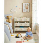 Petit meuble de rangement, avec Boîtes de Rangement en Tissu Non-tissé, pour Chambre d’Enfant, 29,5 x 62,5 x 60 cm, Vert Laurie