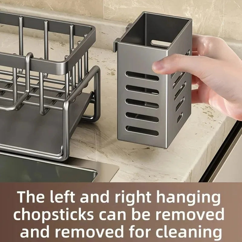 Stainless Steel Kitchen Sink Storage Rack,space Saving,built-in Sponge Rack And Drainage Basket For Kitchen Cleaning And Storage