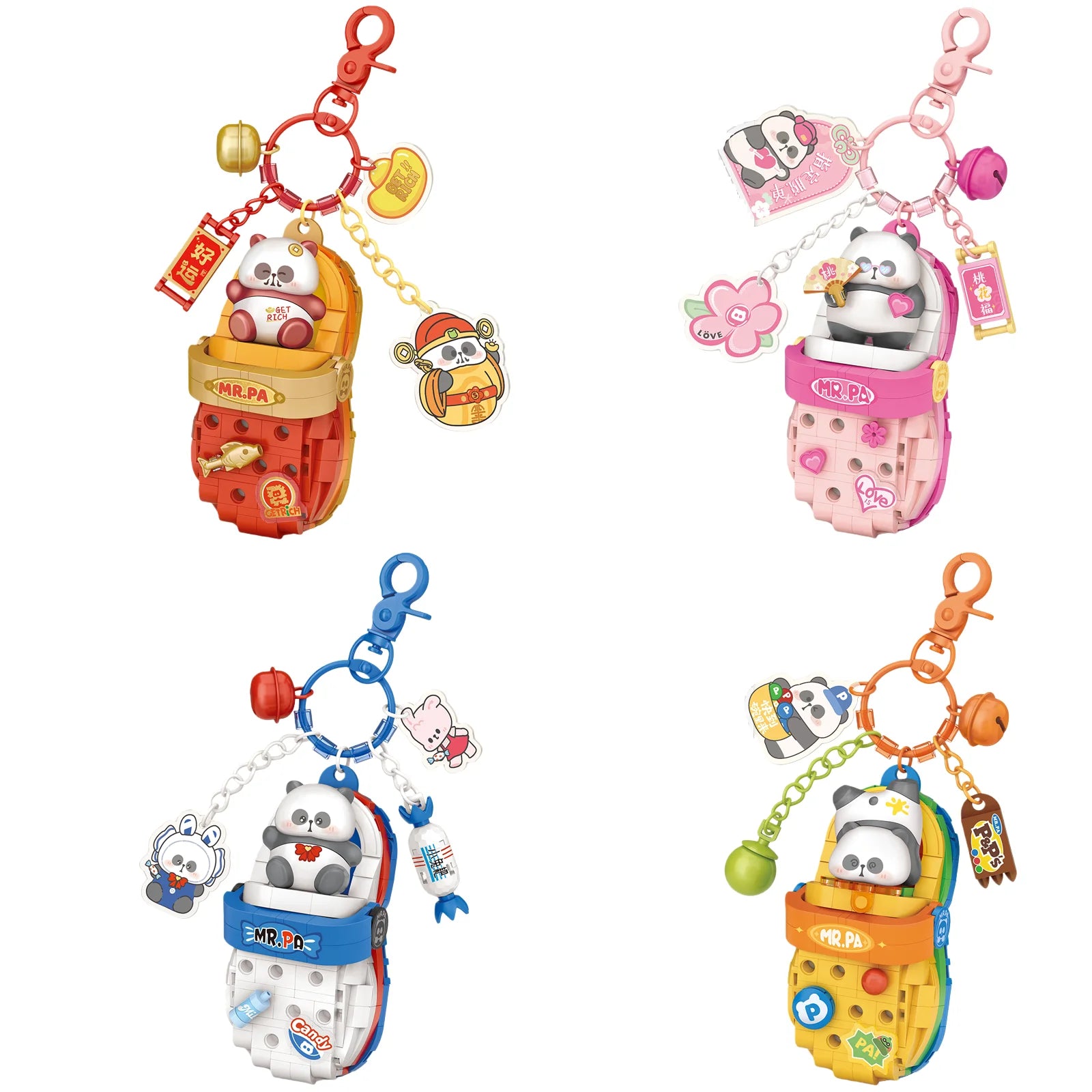 LOZ Panda Big Head Shoes Keychain Model Assembly Toy Home Creative Ornament Building Blocks Set Boys and Girls Birthday Gift