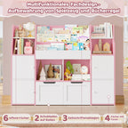 Getone CHILDREN'S room, children's shelf furniture, toys chest, Bookcase, CHILDREN'S wardrobe with 13 shelves 2 doors 2 drawers 122x30x100cm