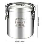 6L 304 Stainless Steel Airtight Canister with Seal Lid Food Oil Sugar Milk Storage Bucket with Handles for Kitchen Restaurants