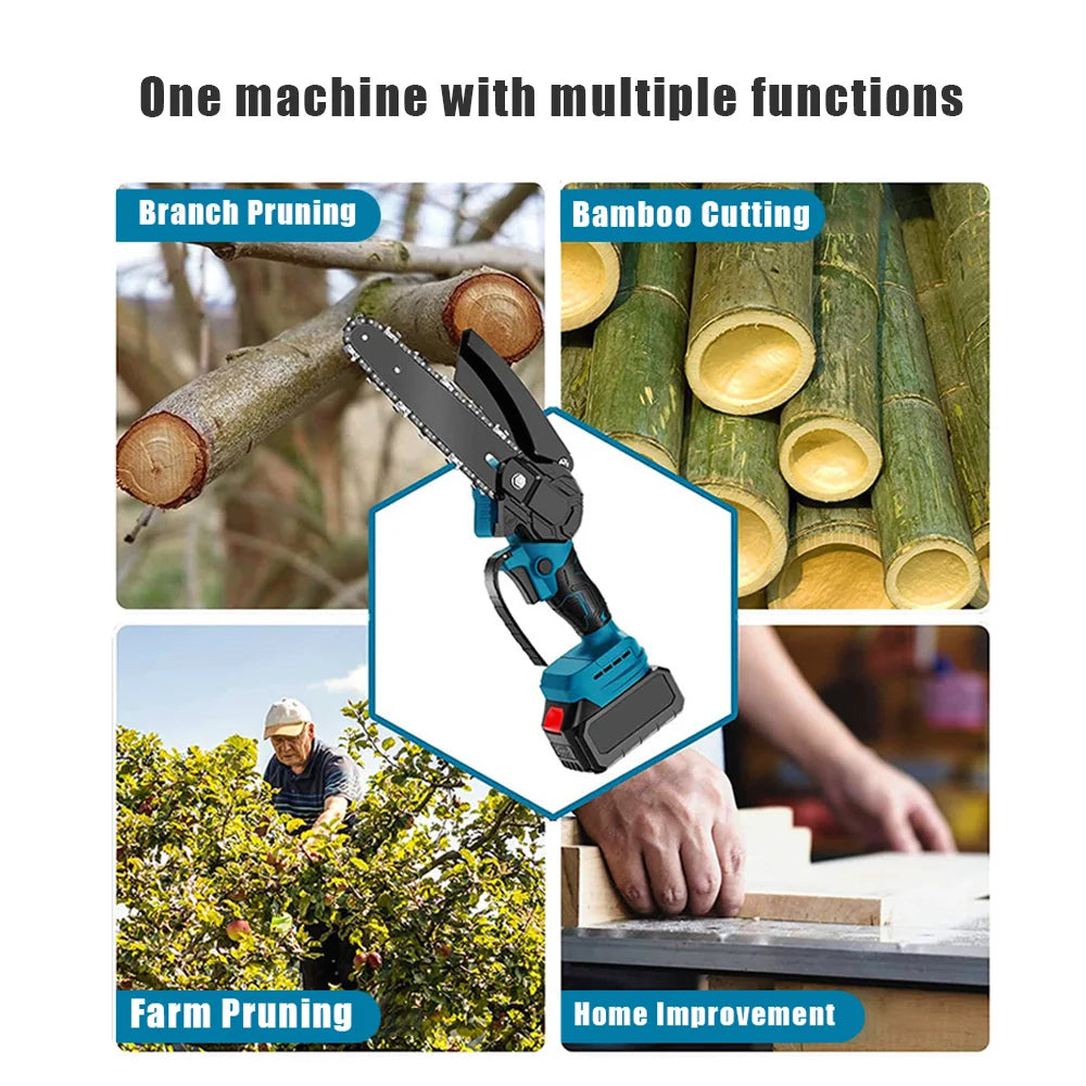 21V 6-Inch Mini Chainsaw Powerful Cordless Rechargeable Handheld Small Electric Saw 7500mAh Battery Pruning Garden Tool