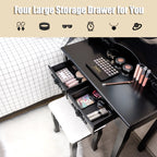 4 Drawers Vanity Table Dressing Table W/10 Dimmable Bulbs &Touch Switch Black