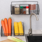 Kitchen Wall Mounted Storage Rack Vegetables Fruits Holder Onion Garlic Condiments Spice Single Layer Storage Shelf Organizer