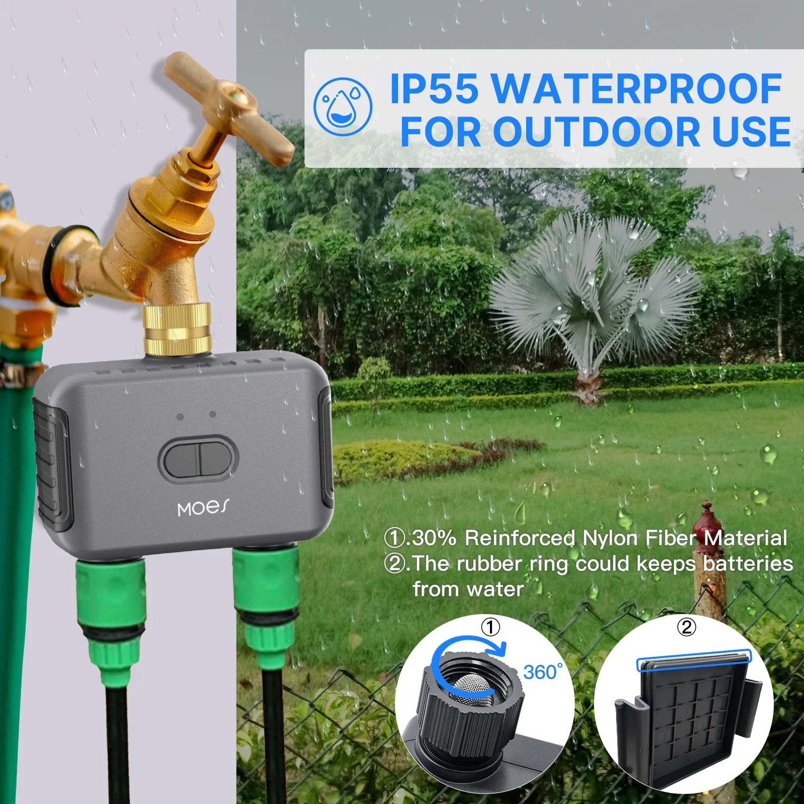 MOES Bluetooth Value Smart Garden Sprinkler Water Timer by 2 Way Rain Delay Filter Programmable Automatic Irrigation Controller