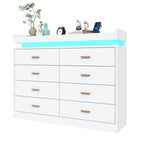 8 Drawer Dresser with LED Light, Modern Chest of Drawers for Closet, 47" Wide Drawer Organizer Cabinet for Bedroom, Living Room