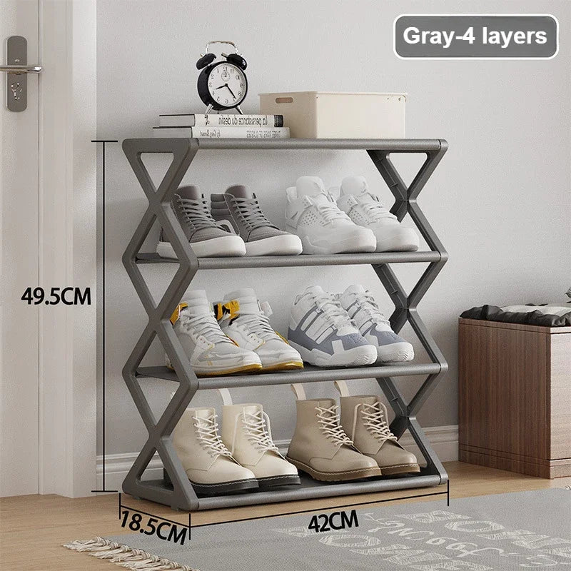 Home Shoe Shelf Organizer Sturdy 4 Tier Shoe Rack Foldable Dustproof Storage for Entryway Bedroom Closet Space Saving Organizer