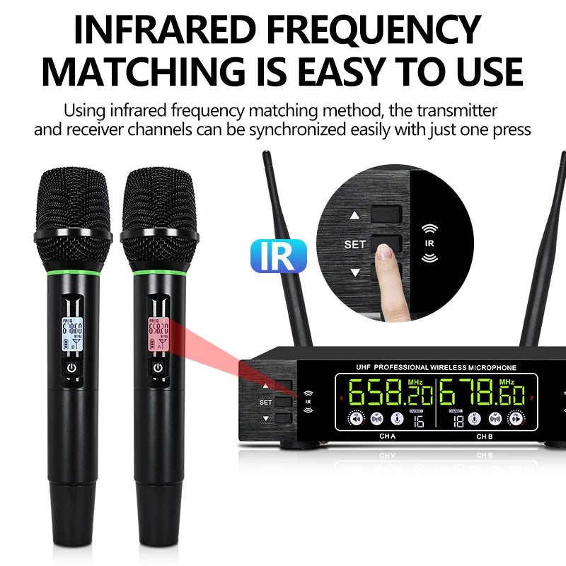 Professional wireless microphone 2 channels charging handheld home karaoke KTV performance singing microphone