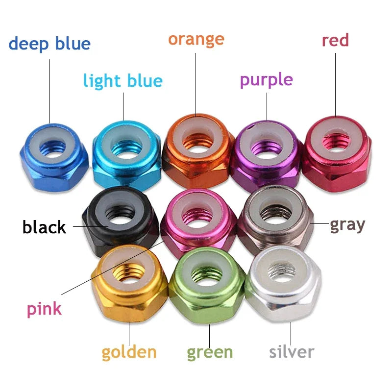 10pcs M2 M3 M4 M5 colorful aluminum alloy Anodized Lock Nut Blue Pink Orange Purple Green Red Grey