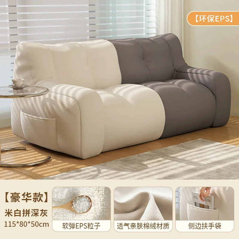 Small Double Bean Bag Sofa Double Seat Reclining Soft Comfortable Sofa Balcony Bedroom Washable Fabric Sofa