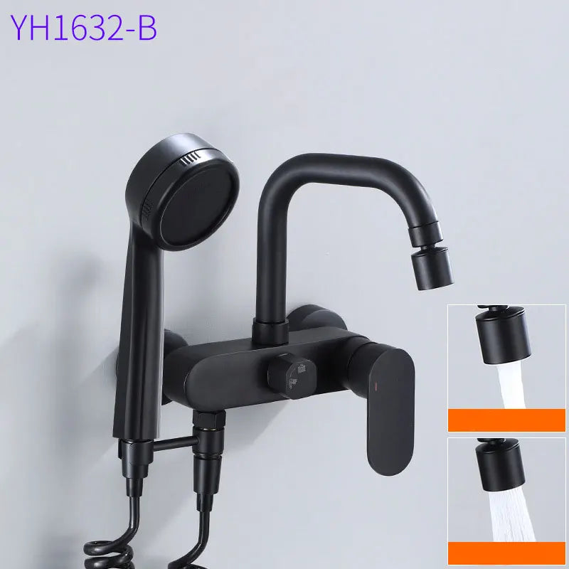Black Brass  kitchen into the wall Hot and Cold Water Faucet wash Basin mop pool Bathtub wash spray Gun Faucet EY-YH1600