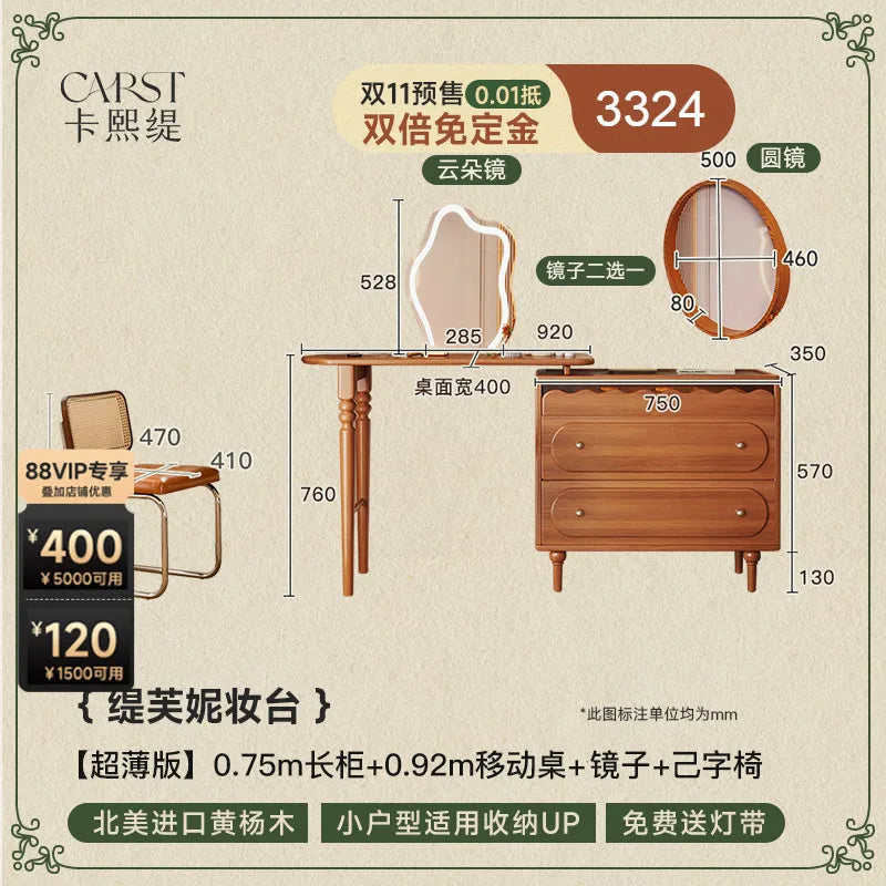 Modern Mirror Lights Large Commercial Storage Organizer Dressers Makeup Vanities Elegent Unique Nordic Coiffeuse Home Furniture