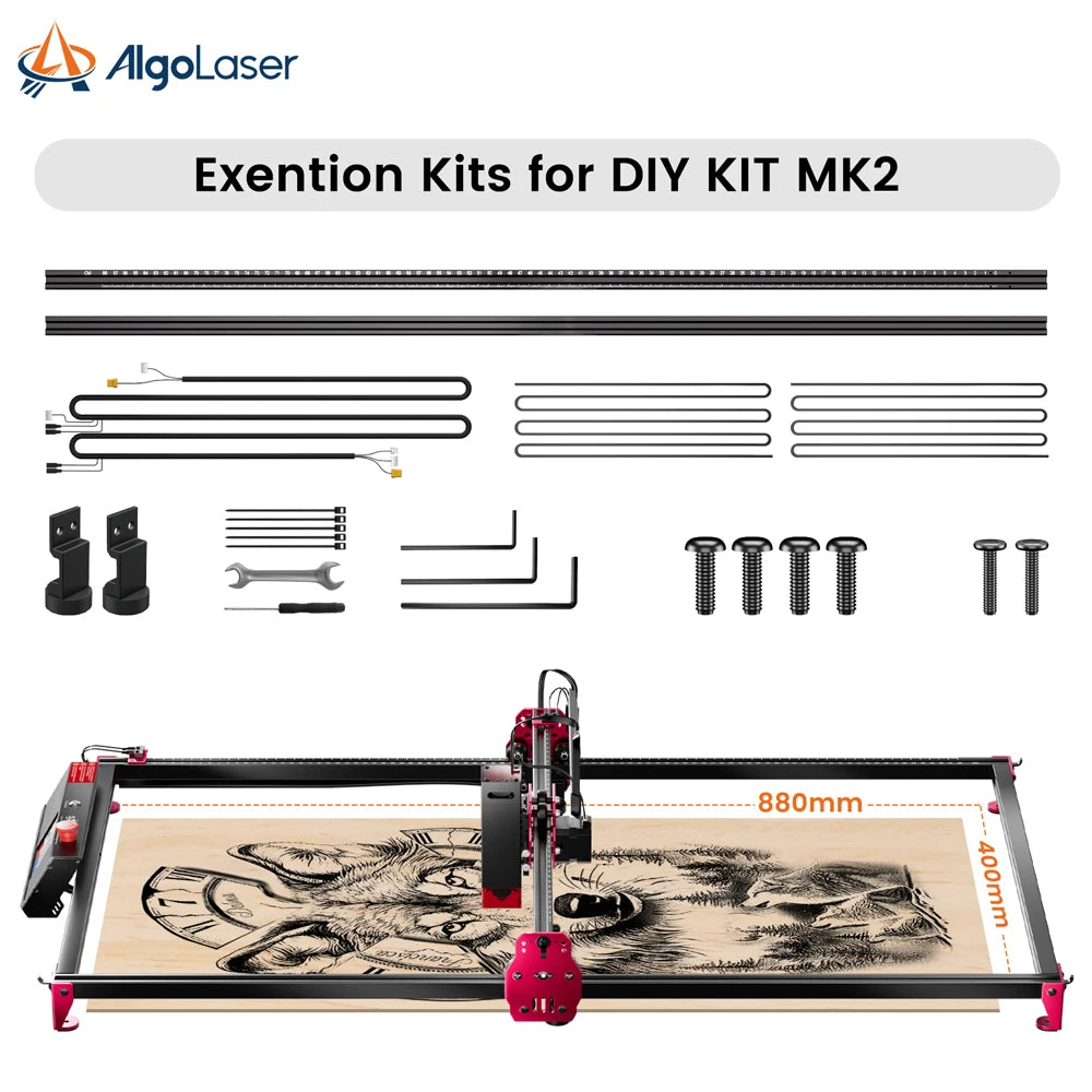 AlgoLaser DIY KIT MK2 10W for New Beginner Wood Engraving Mini Machine for DIY Crafting Glass Leather Engraving Area 400X435MM