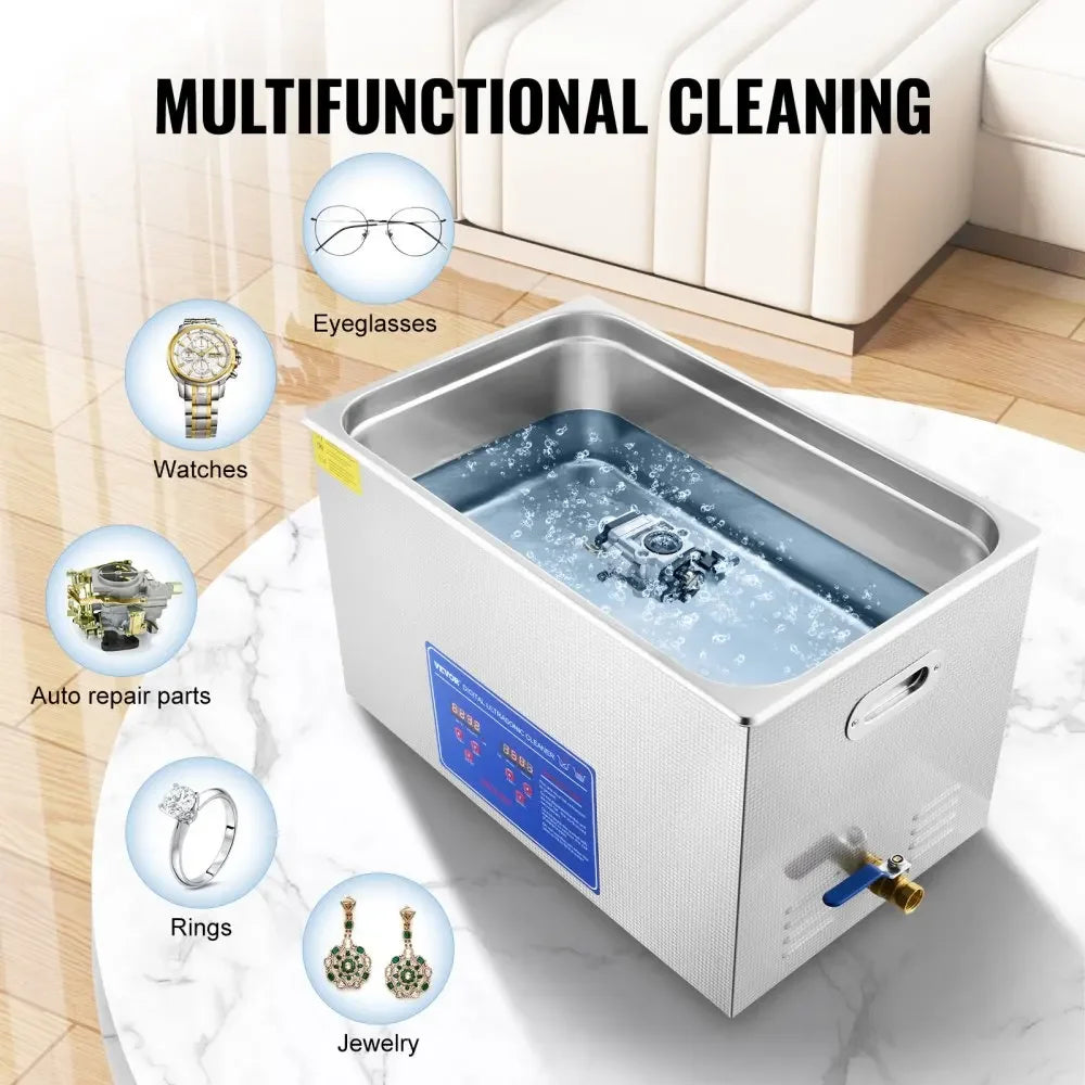 VEVOR Ultrasonic Cleaner with Digital Timer - 2L to 30L Stainless Steel Tank for Jewelry, Glasses, Watches & Industrial Parts