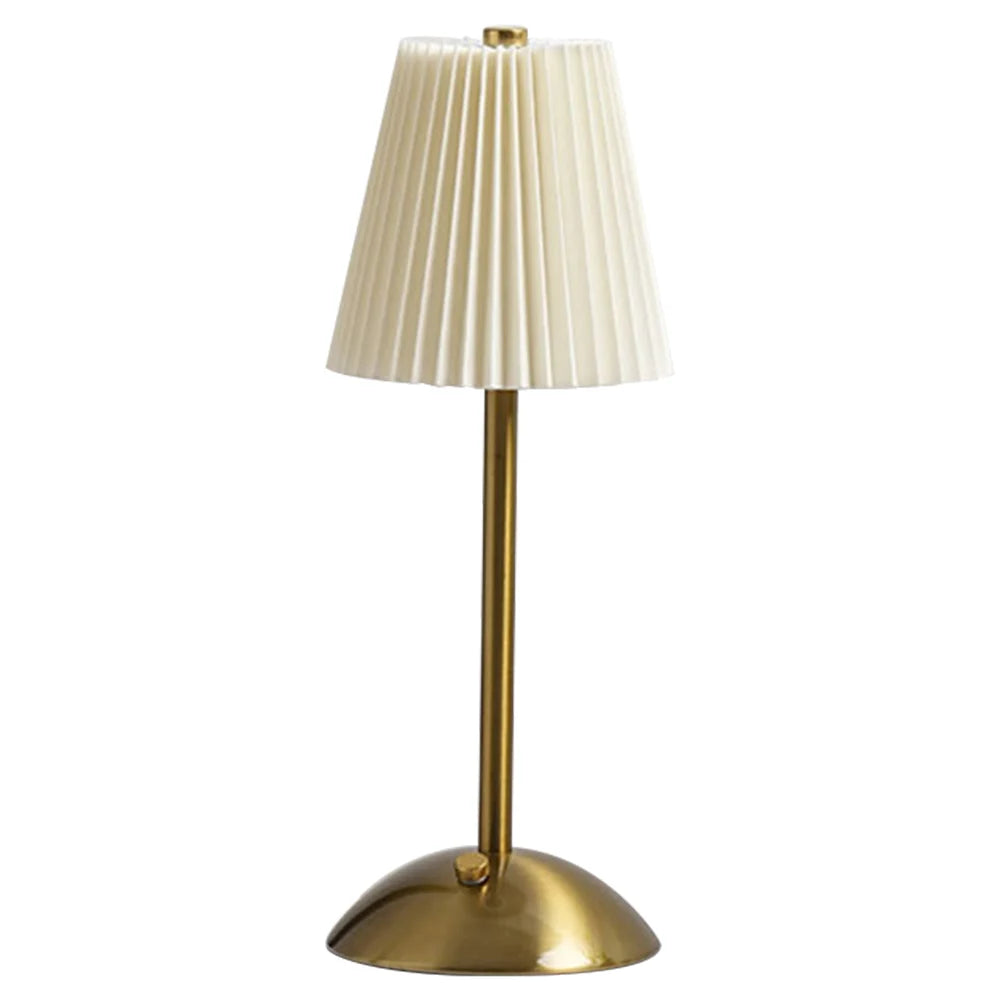 Pleated Shade Nightstand Lamp with Metal Base Nordic Creative Lamps Rechargeable 3 Colors Dimmable for Living Room Bedroom