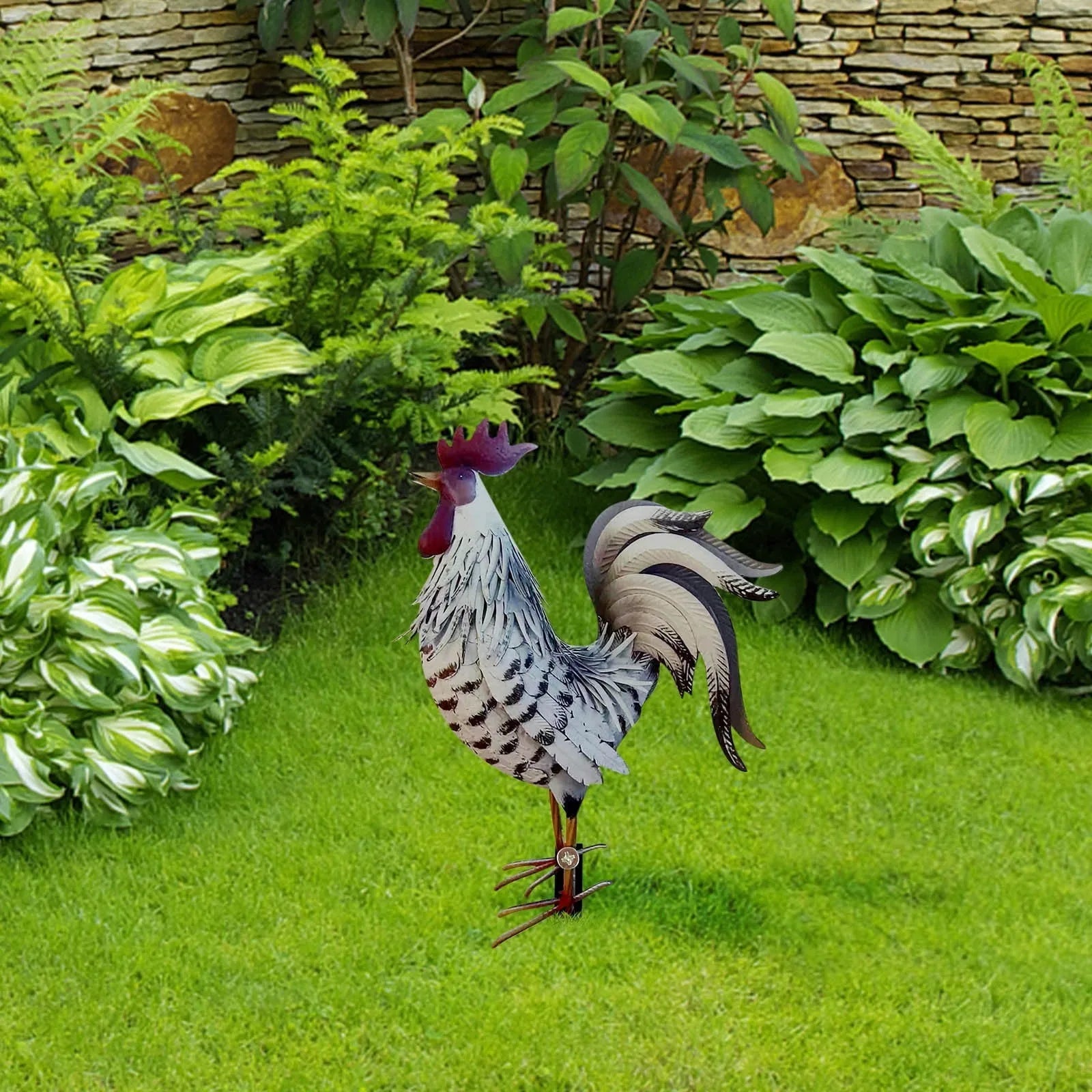 Realistic Chicken Statues Metal Rooster Animals Stakes Sculptures Decor Home Art Decor For Backyard Patio Floor Plug
