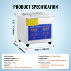 VEVOR Ultrasonic Cleaner with Digital Timer - 2L to 30L Stainless Steel Tank for Jewelry, Glasses, Watches & Industrial Parts
