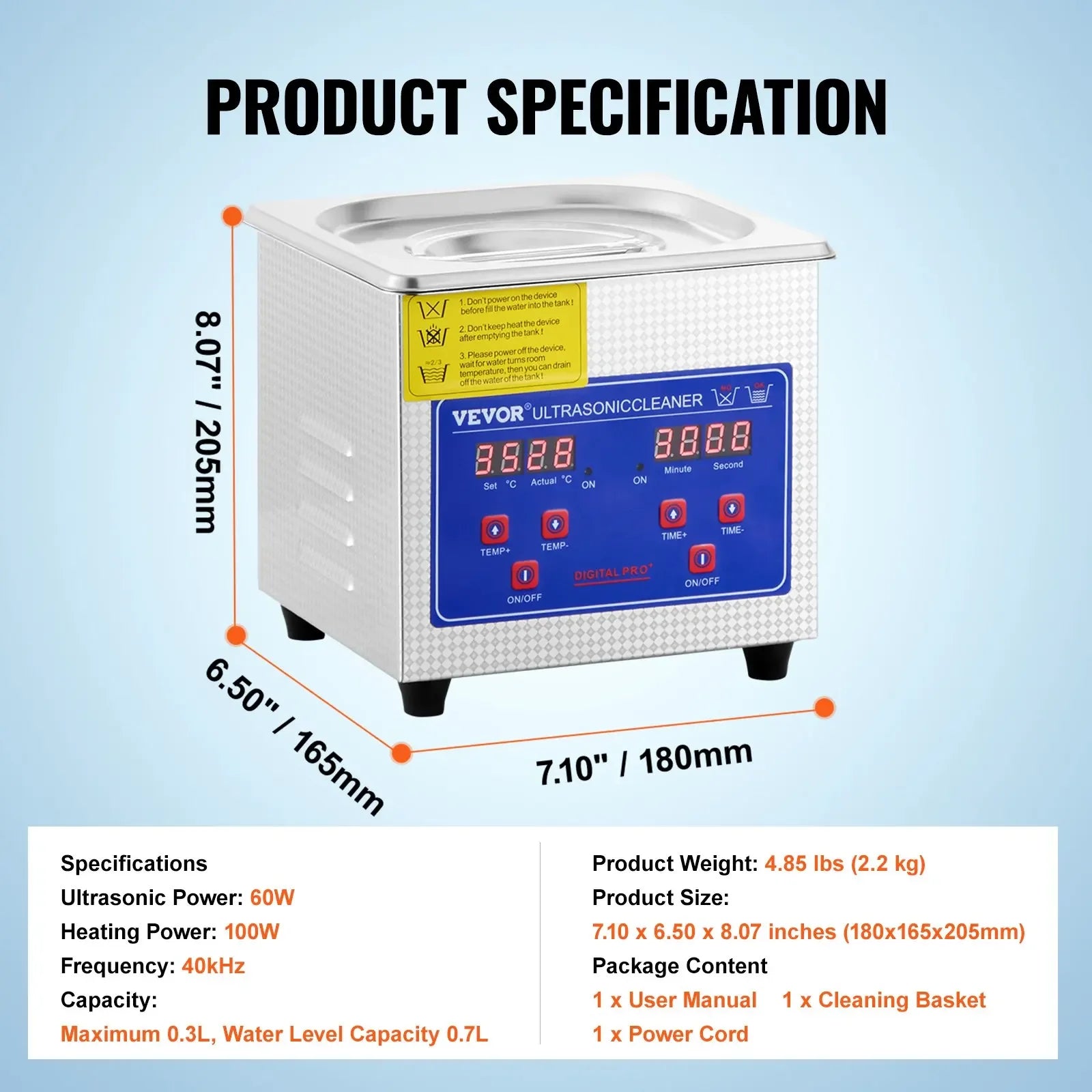VEVOR Ultrasonic Cleaner with Digital Timer - 2L to 30L Stainless Steel Tank for Jewelry, Glasses, Watches & Industrial Parts