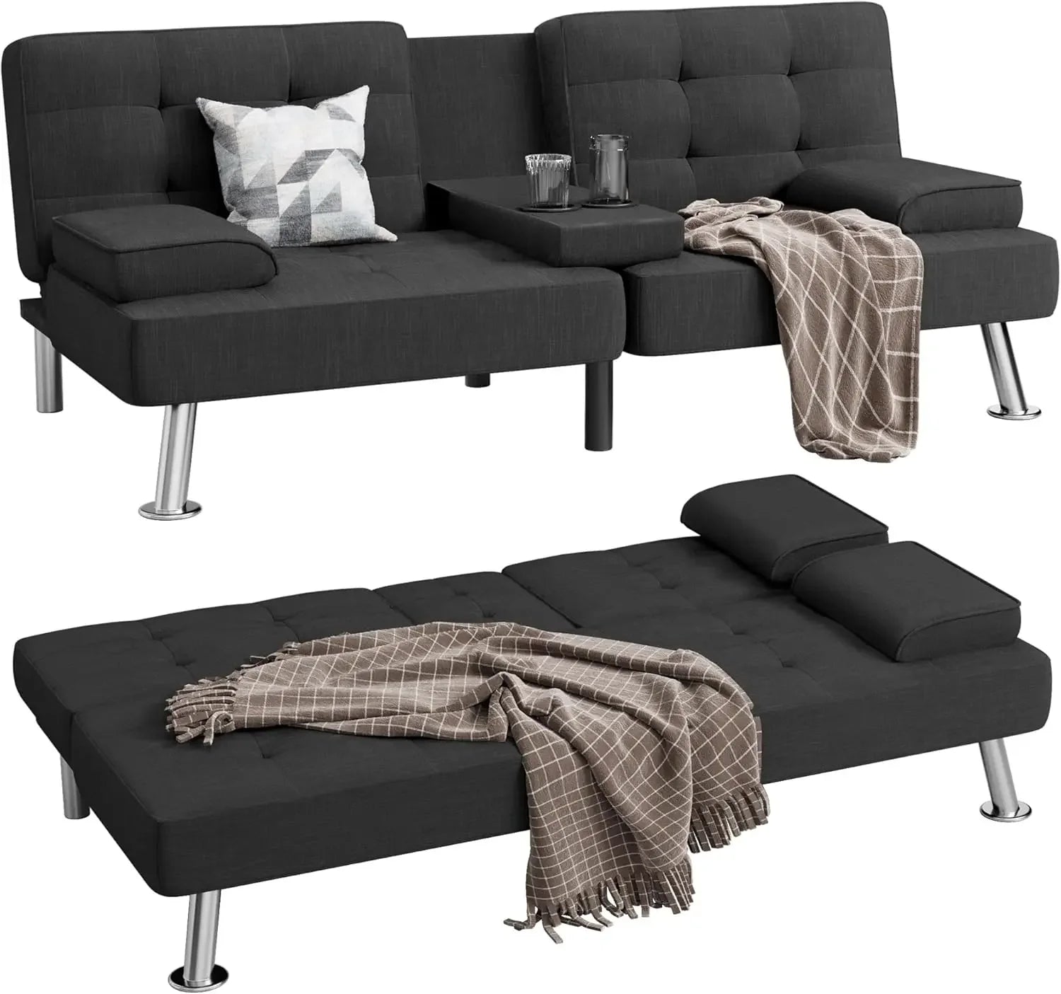 Folding Linen Futon Sofa Bed