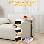 C-shaped Small Square Table, 360° Rotatable Sofa Tray Adjustable Height, Suitable for Bedroom, Living Room, Bathroom