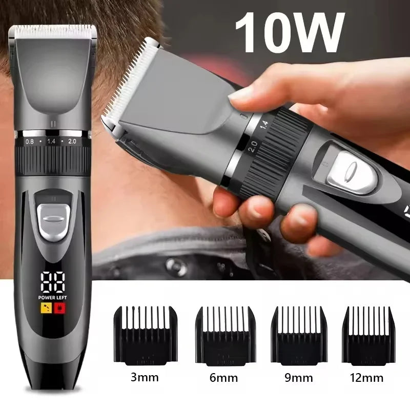 Professional Home Electric Hair Clipper Set with Digital Display, USB Fast Charging, Ceramic Blades & Long Battery Life