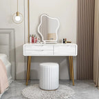 Modern Luxury Dresser Set With Mirror And Lights Mirror Drawer Solid Wood Small Apartment Room White Makeup Furniture Design