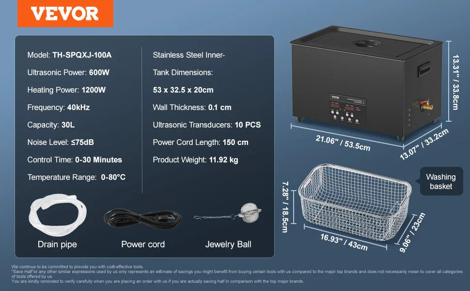 VEVOR 2-30L Ultrasonic Cleaner Digital Ultrasound Cleaning Machine with Upgraded Degassing and Gentle Mode for Jewelry Glasses