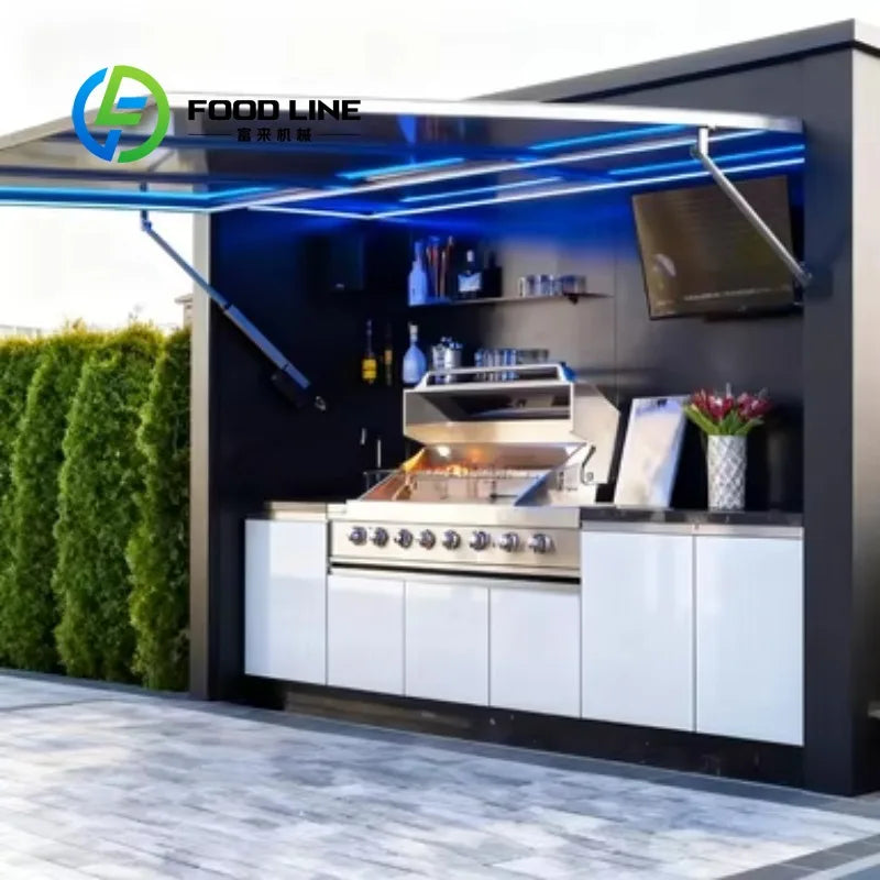 Customized Contemporary Modular Outdoor Prefabricated Mobile Kitchen Unit Wind and Rainproof Mobile Garden Cabinet