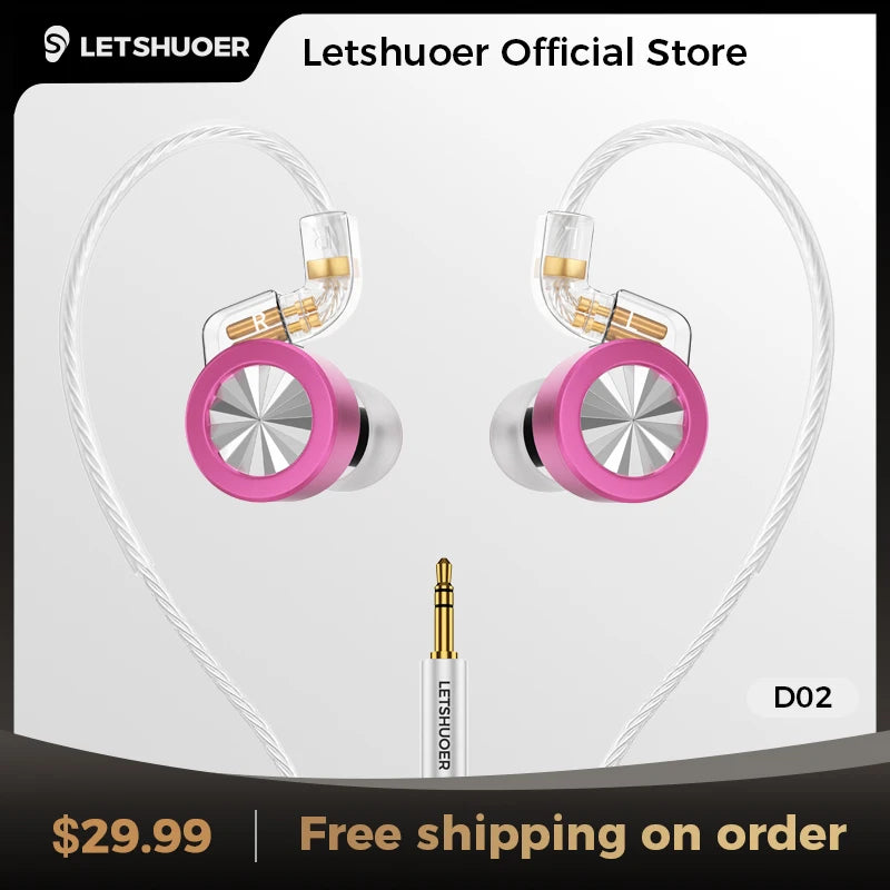LETSHUOER D02 Type-C In-Ear Monitor 11mm Dynamic Driver Earphones Replaceable Cables Gaming Earbuds
