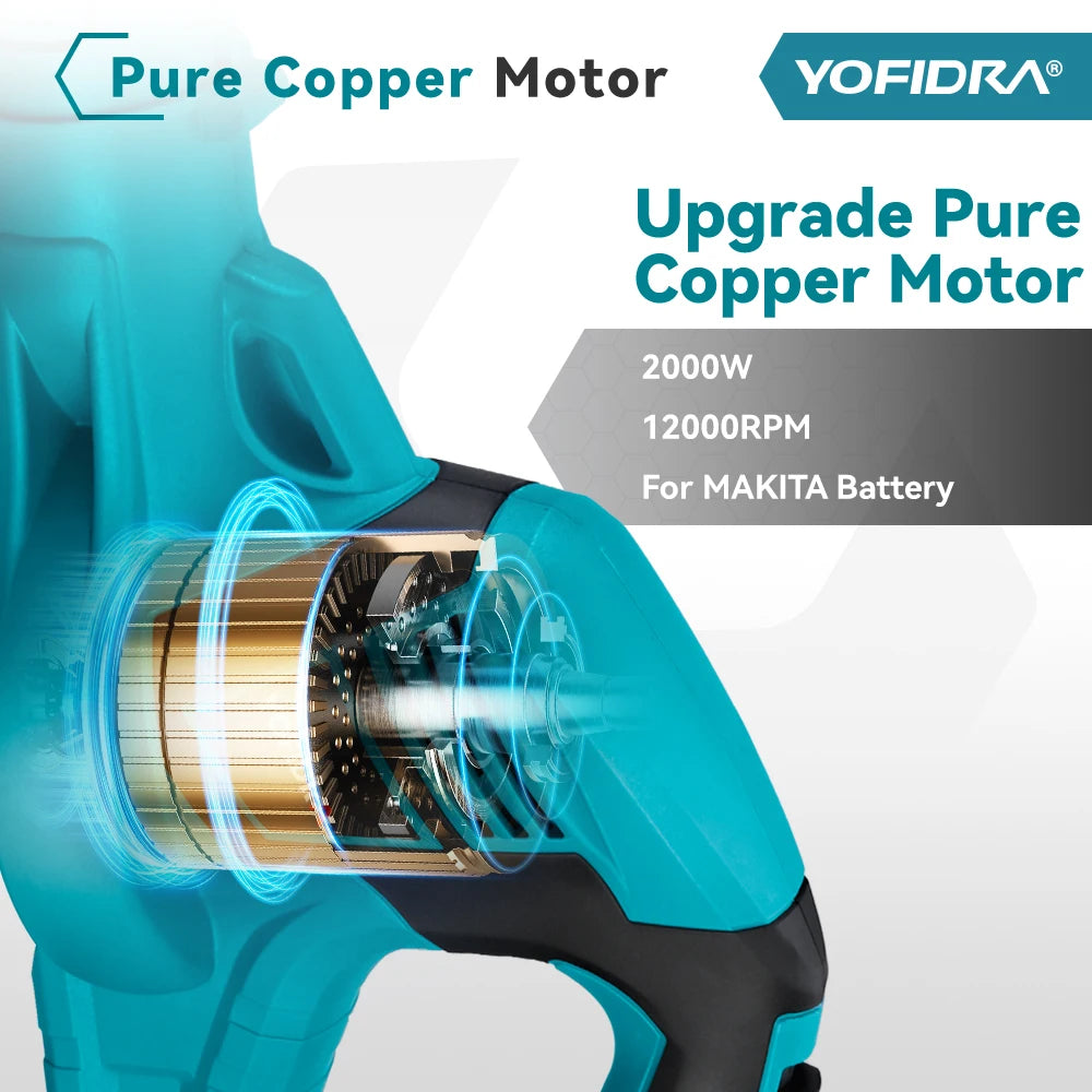 Yofidra Cordless Electric Blower with 1/2 Battery Leaf Blower Snow Dust Blower Garden Power Tool For Makita 18V Battery Pin