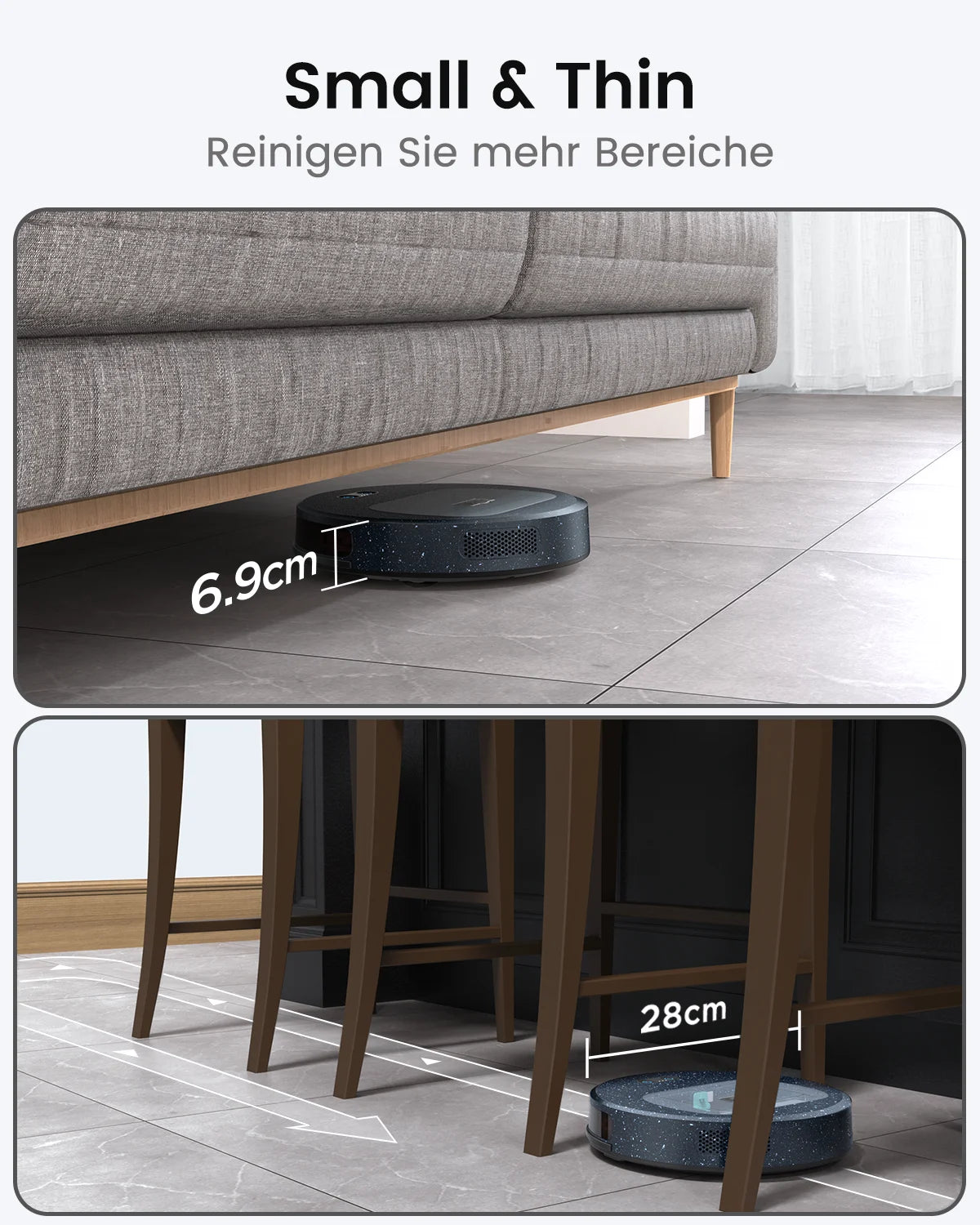 Lefant small Robot Vacuum cleaner F1,5000Pa Suction,600ML Visible Canister,250min,Ideal for Pet Hair,Hard Floors Carpets