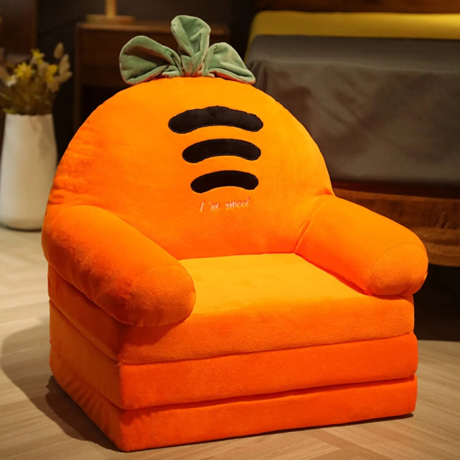 Plush Foldable Kids Sofa Backrest Armchair 2 In 1 Foldable Children Sofa Cute Cartoon Lazy Sofa Children Flip Open Sofa Bed For