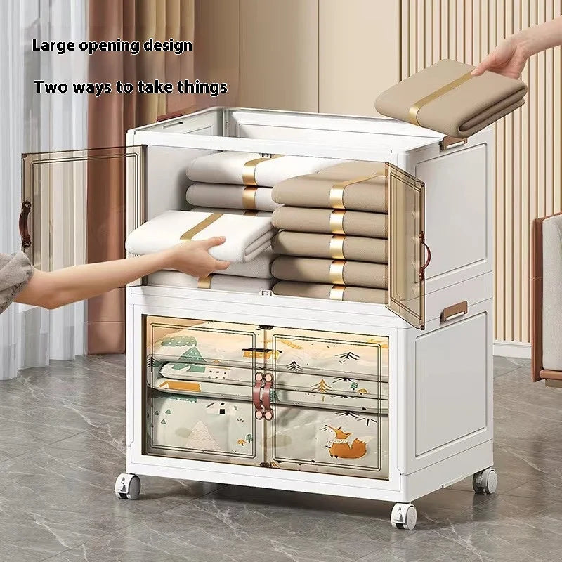 3/4/5 Layers Multifunction Folding Storage Cabinet Closet Organizer With Wheel Stackable Large Capacity Drawer Type Storage Box