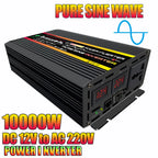 10000W/12000W Car Inverter LCD Display Vehicle Smart Inverter DC 12 V To AC 220V Digital Pure Sine Wave Power Inverter