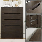 Modern 6 Drawer Dresser for Bedroom, Tall Chest of Drawers with Storage, Large Wood Storage Chest Organizer with Cut-Out Handle