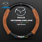 For Mazda 2 3 5 6 CX-4 CX-5 CX-7 CX-8 CX-30 CX-50 MX5 Miata RX-7 RX-8 Axela Atenza Car Carbon Fiber Leather Steering Wheel Cover