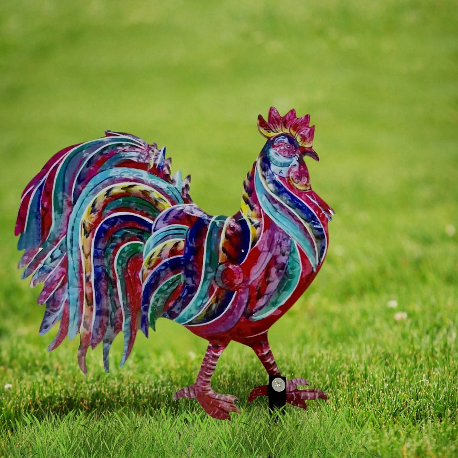 Realistic Chicken Statues Metal Rooster Animals Stakes Sculptures Decor Home Art Decor For Backyard Patio Floor Plug