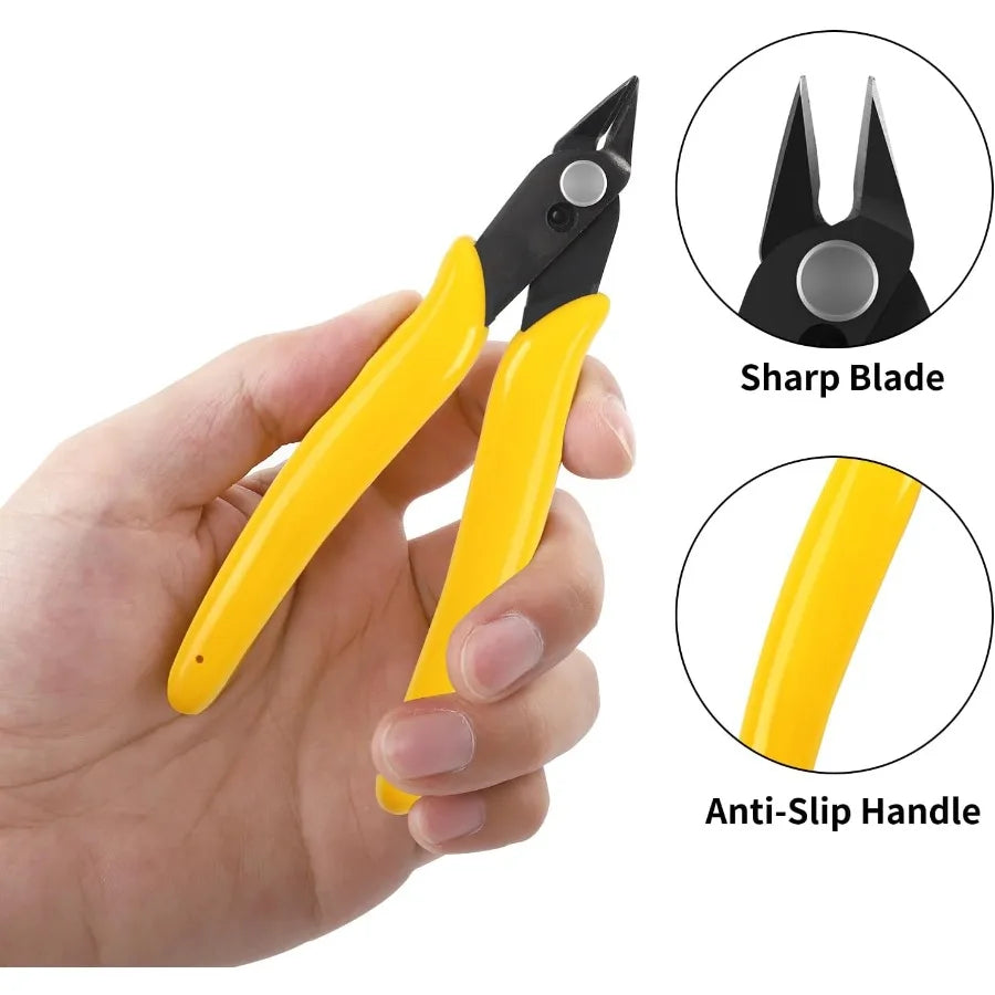 5pcs Micro Flush Cutters Wire Cutter with Internal Spring Diagonal Cutters for Electronics Heating Wire Model Sprue Soft Copper
