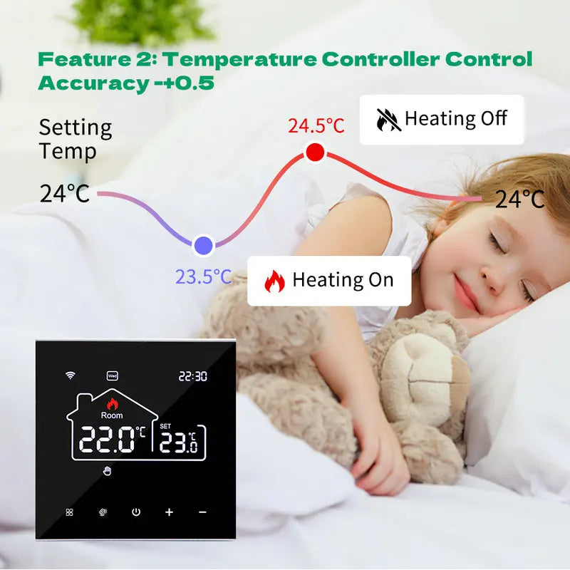 Tuya Wifi Thermostat Electric Heating Smart Room Thermostat Underfloor Heating Wifi Connected Thermostat 220V  Goolge Home Alexa