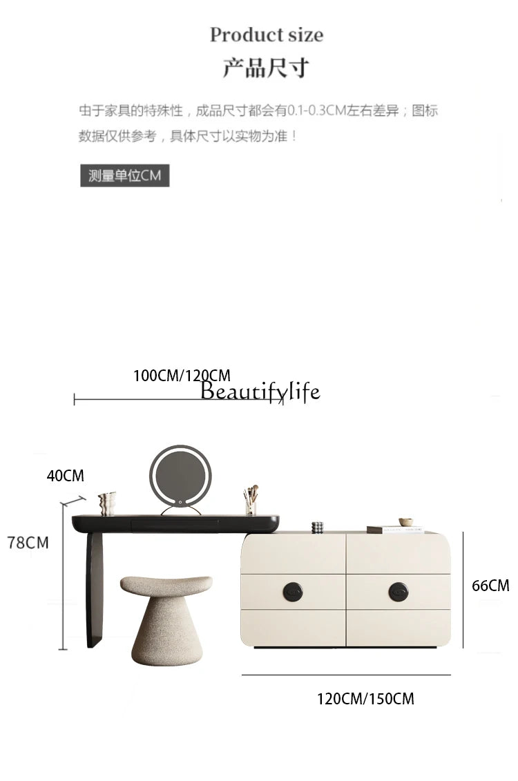 Italian minimalist storage cabinet integrated retractable dresser large capacity bedroom modern minimalist dressing table