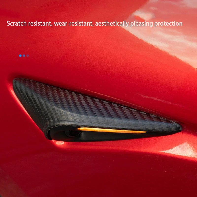100% Real Carbon Fiber Side Camera Cover For Tesla Model Y Juniper 2025  Model 3 2017-2025 Leaf Board Sticker Accessories