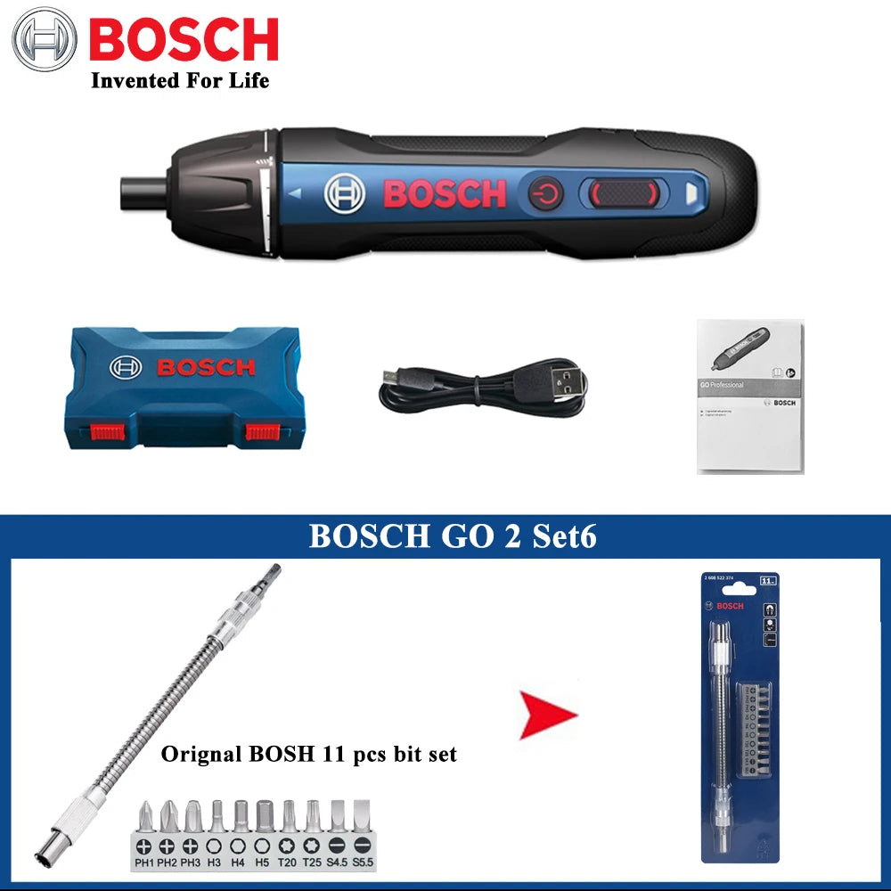 Original Bosch Go2 Electric Screwdriver Set 3.6V Rechargeable Automatic Screwdriver Hand Drill Bosch Go 2 Electric Batch Tool