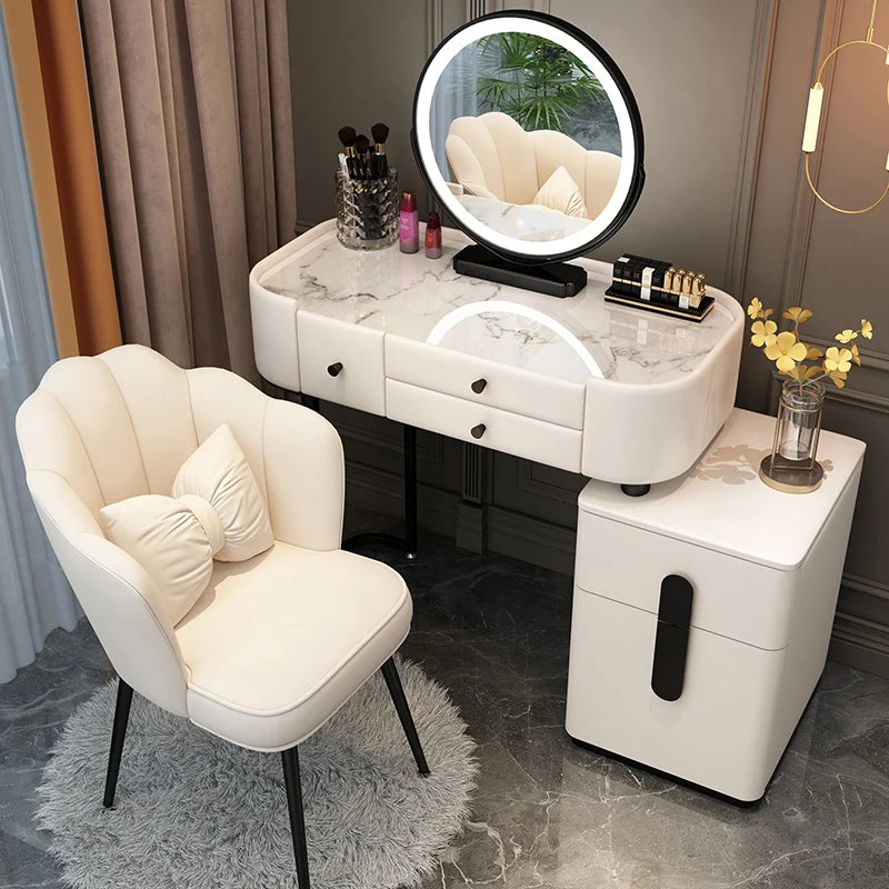 White Bedroom Vanity Table Makeup Mirror Chair Modern Organizer Dressing Table Cosmetics Cheap Penteadeira Trendy Furniture