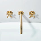 Brushed Golden Basin Faucet Wash Basin Sink Faucet Bathroom Basin Taps Wall Mounted Hot Cold Water Mixer Tap Bathtub Mixer