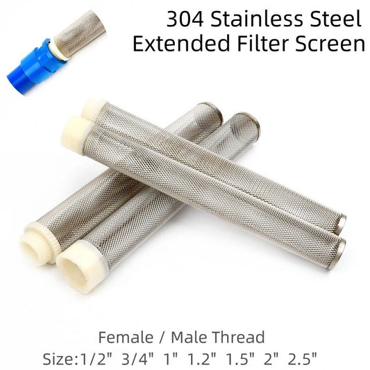 1/2"~2.5" 304 Stainless Steel Extended Filter Garden Irrigation Water Pump Hose Filter Aquarium Water Cleaning Mesh Metal Filter