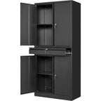 Metal Garage Storage Cabinet with Locking Doors and Adjustable Shelves, Tool Storage Cabinet with 1 Drawer - 71" Steel Cabinet