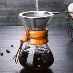400ml 500ml 600ml 800ml 1000ml Glass Coffee Drip Wooden Collar Coffee Pot Borosilicate Chemex Glass Pour Over for Coffee Making