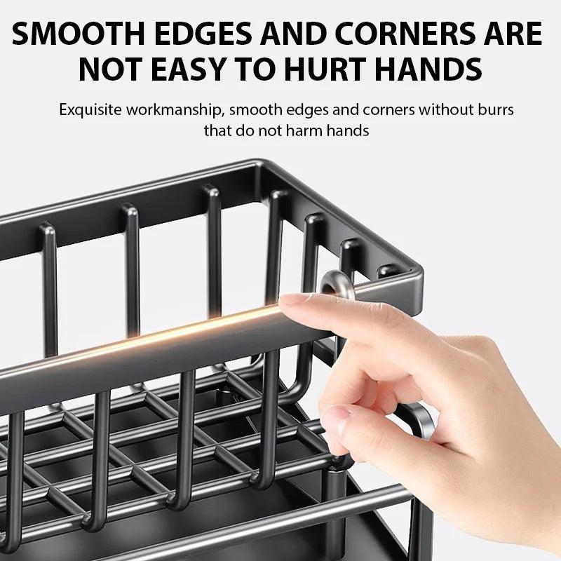 Kitchen Sink Drain Rack Organizer Plastic Desktop Self-draining Sink Shelf Soap Sponge Holder Dishcloth Towel Rack Filter Basket